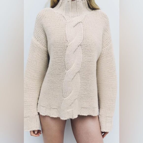 ZARA CABLE KNIT SWEATER CHUNKY - Picture 6 of 10